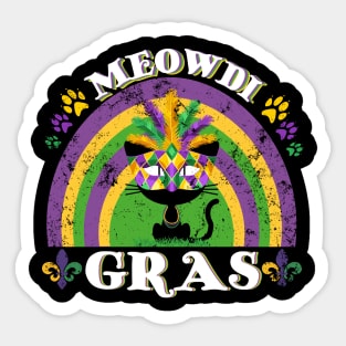 Rainbow Cat Mardi Gras Meowdi Gras Sticker